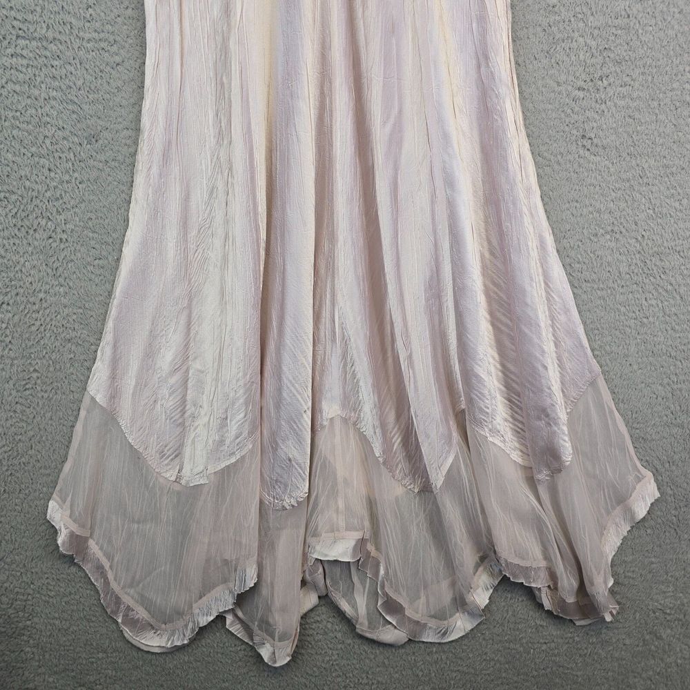 Vintage Komarov Maxi Dress‎ Womens L Jeweled Neckline Charmeuse Asymmetric Flowy - Picture 5 of 16